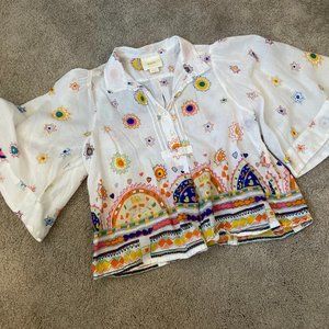 Maeve crop flowy blouse